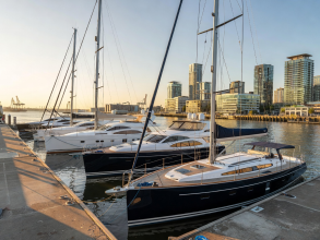 Docklands marina berth with luxury sailing yachts